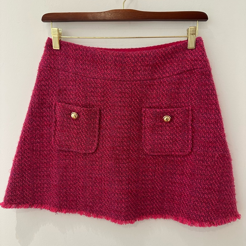 ba&sh Fuchsia Tweed A-Line Skirt